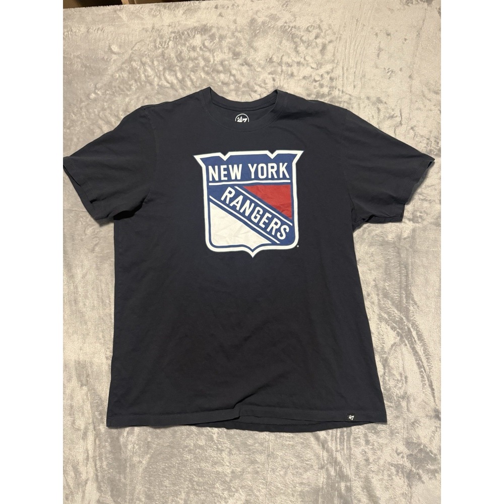 '47 Brand New York Rangers Tee Mens XL Black Franklin Knockout Fieldhouse NHL